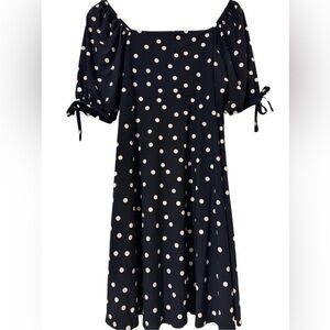 Tommy Hilfiger Navy White Polka Dot Fit & Flare Midi Dress • Women’s 8